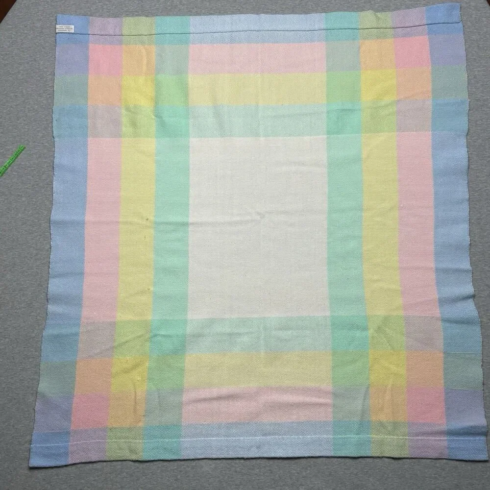 Vintage Crossnore School Inc Hand Woven Baby Blanket Pastel Crib Throw Americana